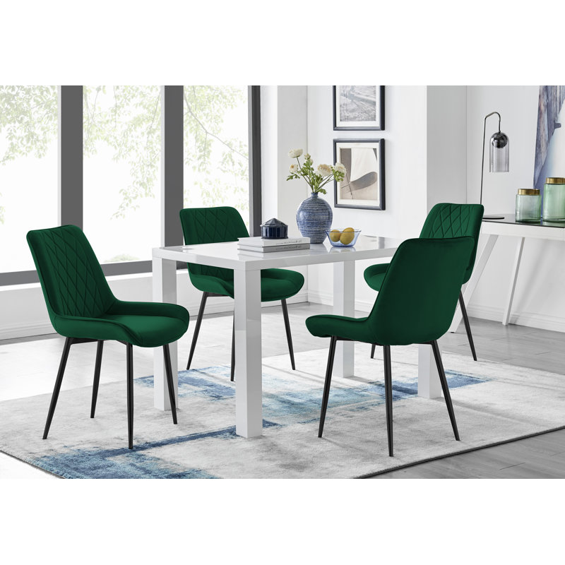Bless international Eubanks High Gloss 4 Seat Rectangular Dining Table